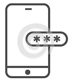 Mockup phone with encrypted password authentication. Two Factor Authentication or Multifactor Authentication or One Time Password