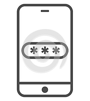 Mockup phone with encrypted password authentication. Two Factor Authentication or Multifactor Authentication or One Time Password