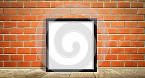 Mockup picture frame at wall texture,design advertising marketing business. photo