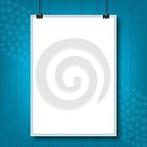 Mockup placard Christmas party. Mock up poster on wall