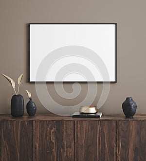 Mockup poster frame in modern interior background