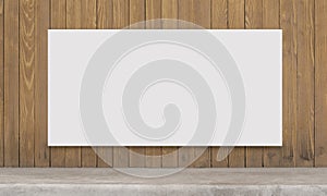 Mockup poster frame on wooden wall mock-up series