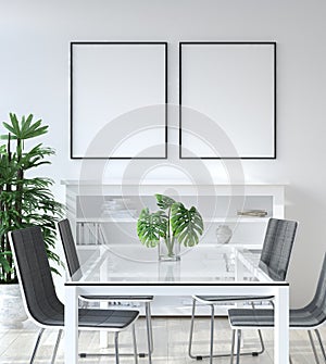 Mockup poster in living room, Scandinavian style