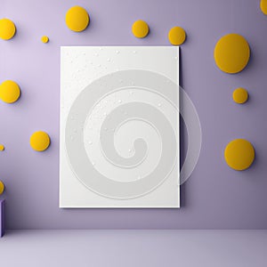 Mockup poster photo frame, lavender snowflakes and citrine gems AI Generaion