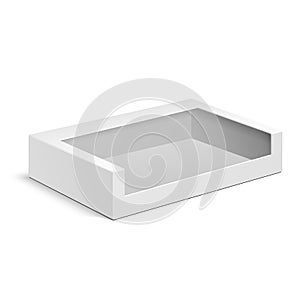 Mockup Product Cardboard Plastic Package Box With Window. Illustration Isolated On White Background. Mock Up Template