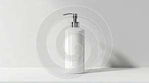 a mockup pump cosmetic bottle display, featuring a shiny handhold, with an emphasis on a clean, organic aesthetic, in a