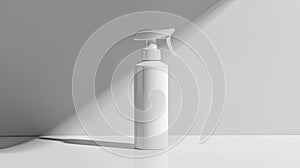 a mockup pump cosmetic bottle display, featuring a shiny handhold, with an emphasis on a clean, organic aesthetic, in a