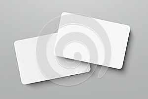 Mockup realistic business cards, gift card paper placeholder template mockup with shadows effects on a gray background, mockup