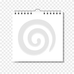 Mockup of realistic square calendar on spiral