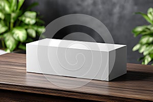 Mockup of a rectangular packaging box in a minimalistic white design