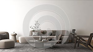 Mockup room in living room with gray sofa set.3d illustration. 3d rendering