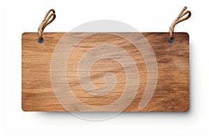 Mockup rustic wood tag label on white background. Generative AI