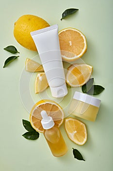 Mockup scene for advertising cosmetic, facial cleanser or cream of lime extract