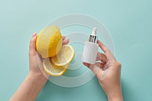 Mockup scene for advertising natural cosmetics with lemon