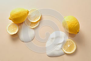 Mockup scene for advertising natural cosmetics with lemon