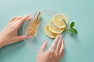 Mockup scene for advertising skin care cosmetics rich in natural vitamin c with lemon extract