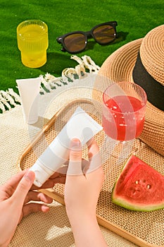 Mockup scene for advertising sunscreen product