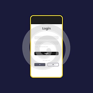 MockUp Screen With Login Form. Welcome Page For Your Mobile App. Interface Design Login Page