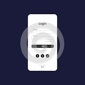 MockUp Screen With Login Form. Welcome Page For Your Mobile App. Interface Design Login Page