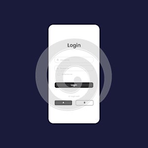 MockUp Screen With Login Form. Welcome Page For Your Mobile App. Interface Design Login Page