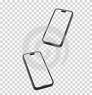 Mockup smartphone Template on Transparent Background , Mock up isolate screen phon