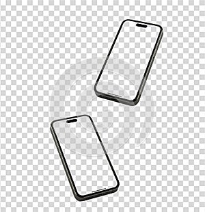 Mockup smartphone Template on Transparent Background , Mock up isolate screen phon photo