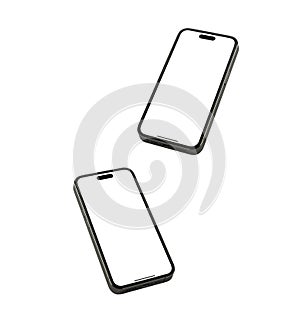 Mockup smartphone Template on Transparent Background , Mock up isolate screen phon photo