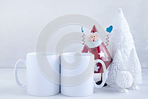 Mockup Styled Stock Product Image, two white mugs that you can add your custom design/quote to.