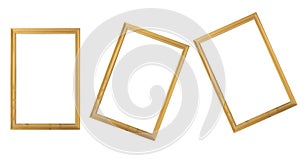 mockup of three wooden frames on isolated background