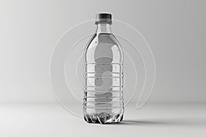 mockup of transparent full plastic bottle for mineral water on white isolated background. Blank for design