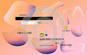 Mockup transparent glass effect bank credit card with background liquid effect 1