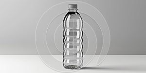 mockup of transparent plastic bottle for water on white isolated background. Blank template for packaging design