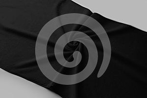 Mockup of a twisted black terry towel for advertising, branding, product presentation