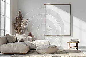 Mockup of a wall art in neutral modern interior
