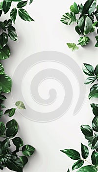 Mockup with White Background and Green Leaves: Fresh and Natural Advertisement Arte com IA