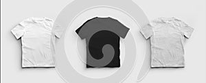 Mockup white, black, heather t-shirts, presentation of clothes for design, pattern, commerce, front view