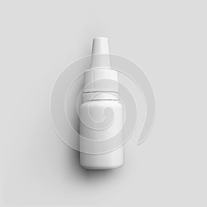 Mockup white matte bottle with dropper for medicine, liquid for treatment of nose, eyes, ears, plastic vial for design