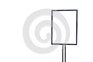 Mockup white poster with black frame stand background for show or present promotion product concept