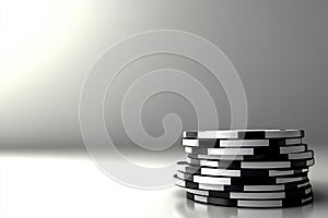 Mockup of white round plastic chips on a stack, isolated