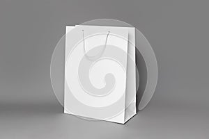 Mockup of white shopping bag isolated over dark grey paper background