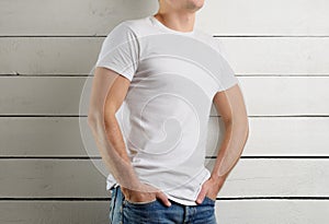 Mockup white t-shirts on a man