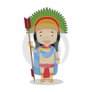 Moctezuma II cartoon character. Vector Illustration.