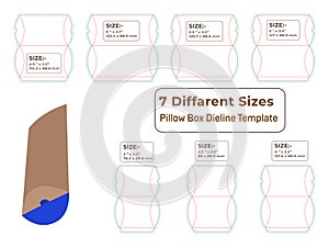 Mocup stock pillow box dieline template