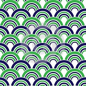 mod blue green seamless scallop geometric pattern