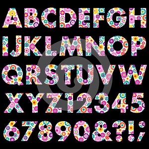 Mod colorful flowers vector alphabet