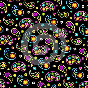 Mod Paisley Vector Pattern With Flowers