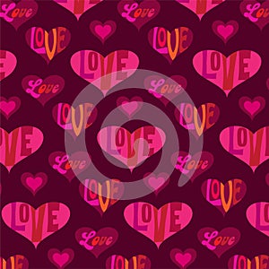 Mod valentines day heart background pattern with typography