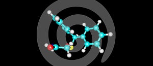 Modafinil molecular structure isolated on black