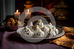 Modaks hindu kitchen table turmeric. Generate Ai