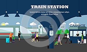 Mode of Transport concept vector illustration. Railway station banner. City transportation objects.